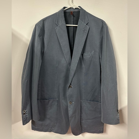 Corneliani ID Lightweight Unstructured 2 Button Blazer Blue 56/46R Cotton Silk